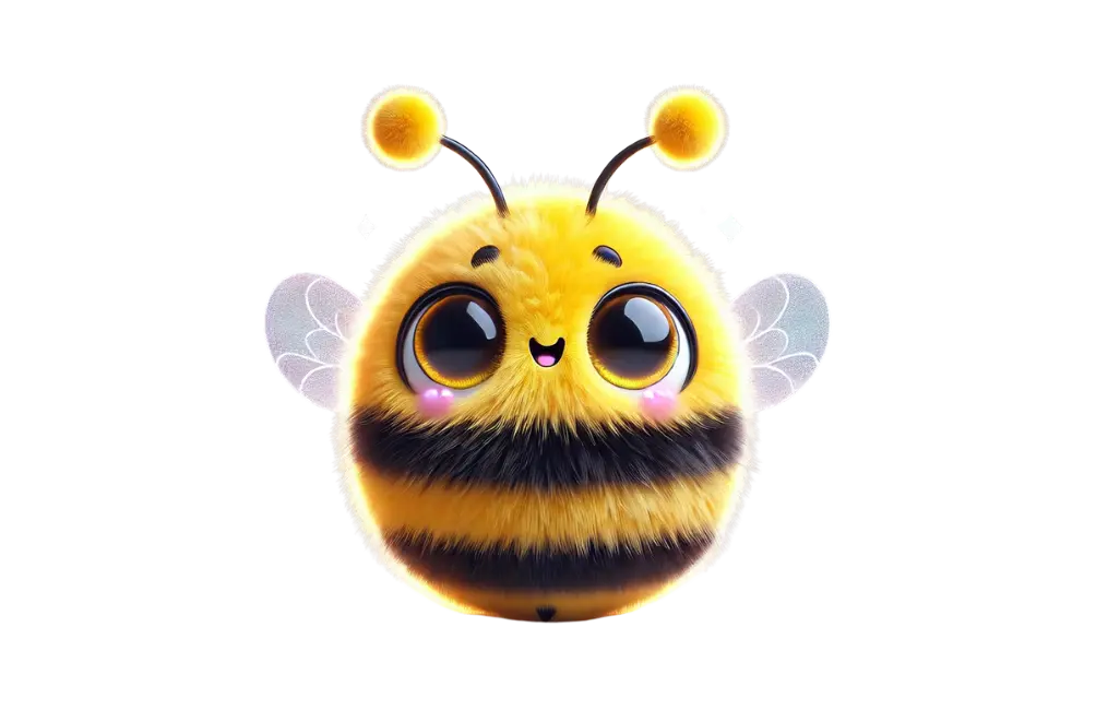 OilyBee Markenlogo – niedliche Biene mit glänzendem Öltropfen als Symbol für natürliche ätherische Öle